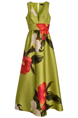 NEW, DONNA KARAN FLORAL MIKADO GOWN in SUMMER CITRON MULTI Size 8 #LD79 - Image 1 of 4