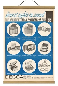 Anuncio promocional original de fonógrafos Decca, ¡montado con marco magnético! - Imagen 1 de 3