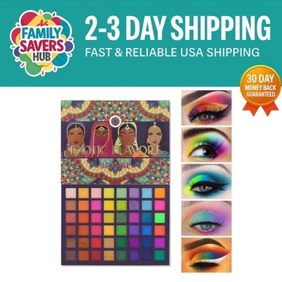 Waterproof EXOTIC FLAVORS 48-Color Eyeshadow Palette - Blendable & Silky Texture - Image 1 of 4