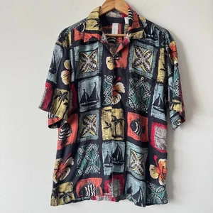 Burma Bibas Shirt Mens XL Colorful SIlk Tropical Sailboat Resort Vacation Camp - Picture 1 of 8