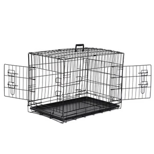 Foldable Pet Cat Cage Kennel Metal Dog Crate W/Double-Door &Tray for Medium Dog - Picture 1 of 12