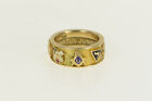 10K Masonic Symbol Enamel Ornate Band Ring Yellow Gold *46