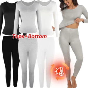 Ladies Thermal Underwear Long Sleeve Tops Bottom Long Johns Set Shirt Warm Jane - Picture 1 of 18