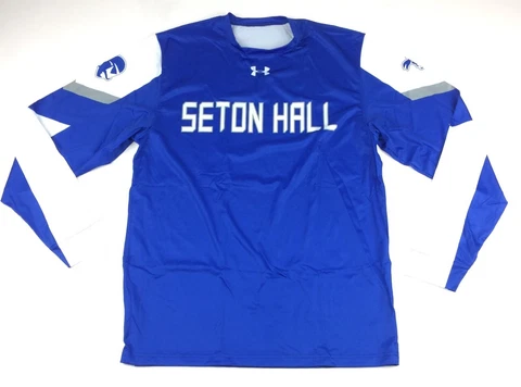 Under Armour Seton Hall Pirates L/S Basketball Shooting Shirt Men's L Blue Cover