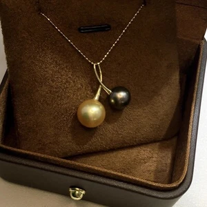 CHARMANTE AAA NATÜRLICHE 5-6-8-9MM mehrfarbige RUNDE SÜDSEEPERLEN ANHÄNGER 18k - Bild 1 von 8