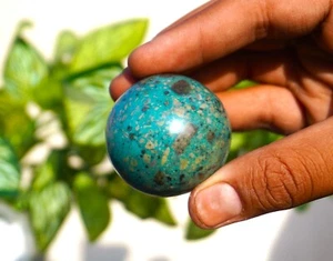 LARGE 45MM Pyrite Sky-Blue Turquoise Stone Metaphysical Sphere Ball 490 CARAT - Picture 1 of 11