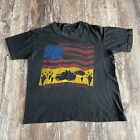 Vintage Operation Desert Storm 90s Faded Military USA Flag T Shirt Large Black