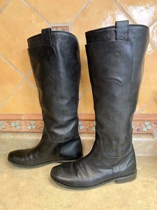 Womens FRYE 57396 Sz 10 B Black Tall Leather Boots - Picture 1 of 6