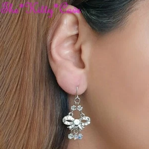 Clásico Deco Elegante Espumoso Plata Gota Pendientes Con Opal Swarovski Cristals - Imagen 1 de 9