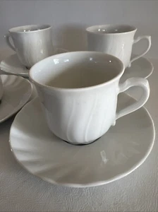 Juego de 4 tazas y platillos de café espresso Seltmann Weiden Bavaria REGINA blancos Demitasse - Imagen 1 de 6