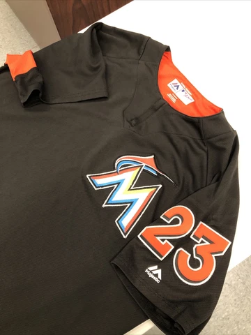 VTG Miami Marlins Authentic Majestic BATTING PRACTICE Pullover #23 SIZE XL SS Cover