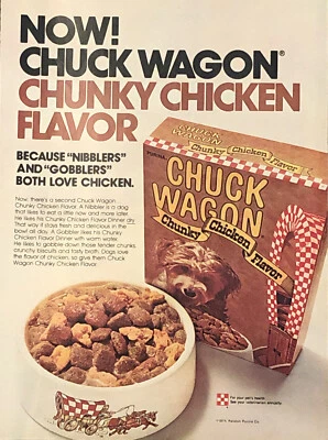 1974 Purina Chuck Wagon Dog Food PRINT AD Chunky Chicken Flavor VTG 1970s - Image 1 of 3