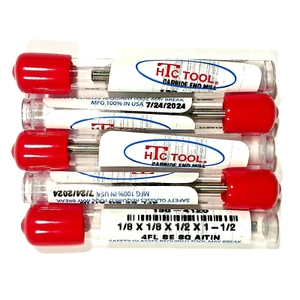 1/8" (0,125") 4 Flöte HARTMETALL - AlTiN BESCHICHTET - Schaftfräser 5er Pack - 130-4125 - Bild 1 von 2