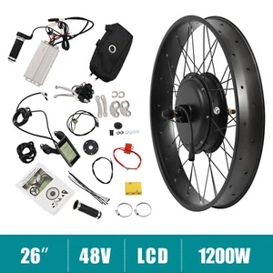 Kit Conversione Impermeabile per Bici Elettrica 26 Pollici Fat Ruota Posteriore 480rpm 1200W - Foto 1 di 18