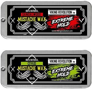 Mustache Wax 2 Pack Extreme Hold Beard & Mustache Wax Citrus & Sandalwood 0.5OZ