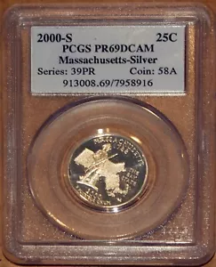2000-S 25C Silver Massachusetts Quarter PR69DCAM PCGS 913008.69-7958916 + Bonus - Picture 1 of 2