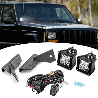 Para Jeep Cherokee XJ 1984-2001 40W capó zanja 3" LED cubo vainas y soportes y cableado Foto 1 de 4