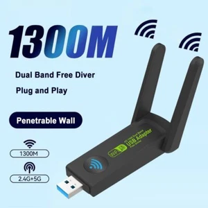 1300Mbps USB 3.0 WiFi Adapter Dual Band 2.4G/5GHz Wireless Wi-Fi Dongle Antenna - Picture 1 of 10