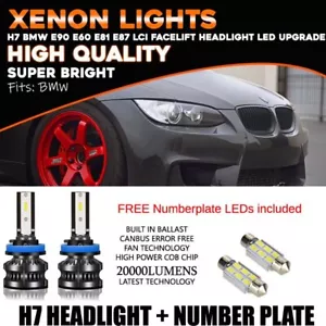 For BMW E90 E60 LCI E91 E81 E87 H7 120W LED Bulbs Headlight Kit - Super Bright - Picture 1 of 4
