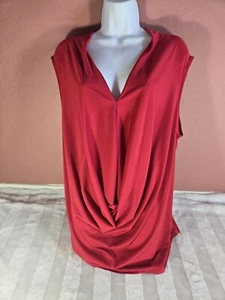 Ashley Stewart Sleeveless Drape Neck Red Tank Top Womens Plus Size 18/20 NWT - Picture 1 of 9