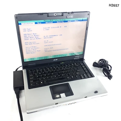 Acer Aspire 3690 BL50 Celeron M 430 1GB RAM No HDD/OS Boots to Bios H2657 - Image 1 of 4