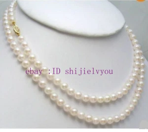 Genuine natural 8-9mm white japanese AKOYA pearl necklace 35 inches - Picture 1 of 4
