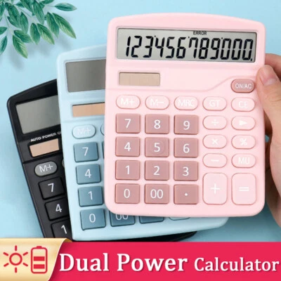 Desktop Calculator 12 Digit Display Battery Solar Basic Big Button Business Home - Image 1 of 4