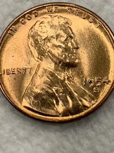 1954 S RED Cent Wheat Penny DIE CHIP ERROR’s on Reverse And Obverse Great Luster - Picture 1 of 4