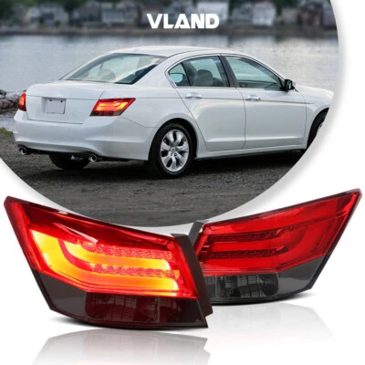 VLAND para 2008-2012 Honda Accord lanternas traseiras de LED vermelha lente fumê lâmpada de freio traseira - Imagem 1 de 4