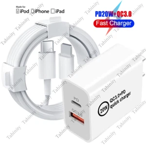 20W Dual USB Type-C Wall Adapter Fast Charger PD Power For iPhone 14 13 12 11 XR - Picture 1 of 15