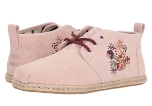 Toms Bots Floral Embroidery  Suede Blush Colored Boots Size 7 - Picture 1 of 7