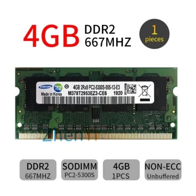 4GB 2GB 1GB DDR2 PC2-5300S 667MHz 1.8V Laptop Memory SODIMM RAM For Samsung LOT - Image 1 of 4