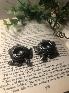 🐢 Set di due mini carillon portacandele vintage tartaruga in peltro - Foto 1 di 6