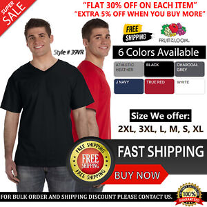 Fruit Of The Loom Mens HD Cotton Tee V-Neck T-Shirt Casual Top T Shirt 39VR