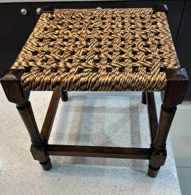 Vintage Woven Stool Mid Century - Image 1 of 4