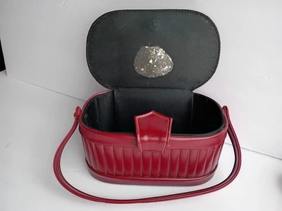 Vintage Maroon  Vinyl Makeup Case - Image 1 of 4