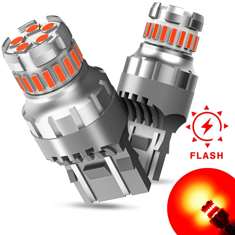 2-10x 7443 7440 LED Red Strobe Flash Blinking Brake Stop Tail Light Bulbs AUXITO - Imagem 1 de 1