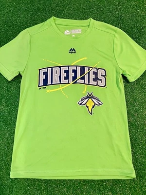 Camiseta del equipo de béisbol Columbia Fireflies verde con logotipo frontal talla juvenil pequeña nueva sin etiquetas Foto 1 de 4