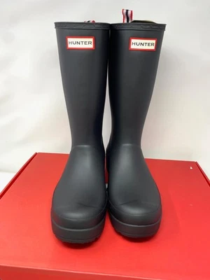 Hunter play Tall Boot Women’s Waterproof Mid-Calf Rubber Rain Boot- Black US 10 - Image 1 of 4