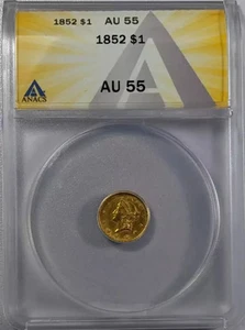1852 Gold Liberty Head Dollar ANACS AU-55 - Picture 1 of 4
