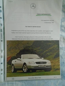 Mercedes SLK Press Release brochure Dec 1996 English text 1 photo - Picture 1 of 1