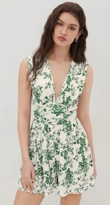 Strampler der Marke Cider V-AUSSCHNITT grün Blumen RÜSCHEN TASCHEN Damen XL cremefarben - Bild 1 von 6