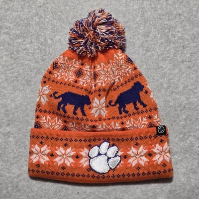 Clemson University Tigers Beanie Hat Orange Cuffed Pom Klondike NEW NCAA Zephyr - Image 1 of 4