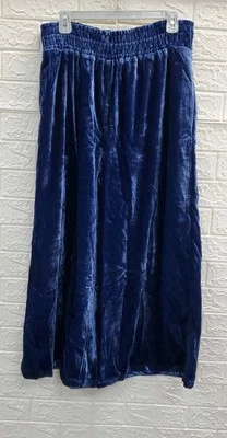 Nuevo Pantalón ANTHROPOLOGIE Terciopelo Somer Ligero Pierna Ancha Zafiro Talla Grande Foto 1 de 4