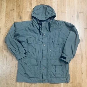 Vintage REI Parka Jacket Large L Hooded W/ Bill Nylon Rain Gear Wool Lined 80s - Picture 1 of 18