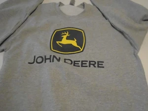 John Deere Crew Neck Fleece Sweatshirt Gray Adult Medium jd farm tractor mower - Picture 1 of 9