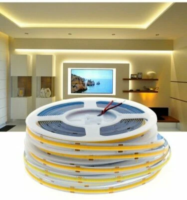 COB LED Strip 320 384 528 LEDs High Density Flexible COB LED Lights DC12V 24V 5M - Image 1 of 4