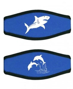 sub-base - Cubierta de cinta de máscara de neopreno - azul - motivo tiburón blanco o delfines - Imagen 1 de 3