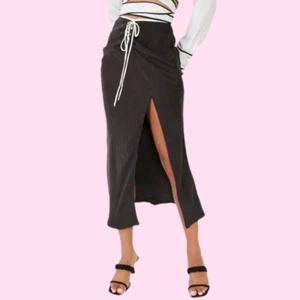 Falda midi SOVERE para mujer de ónix cupro ojo de cerradura talla 12/LRG corbata en contraste sin cordones - Imagen 1 de 1