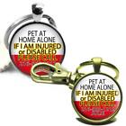 Personalized Medical Alert PETS AT HOME ALONE Glass Top Clip-on Key Chain